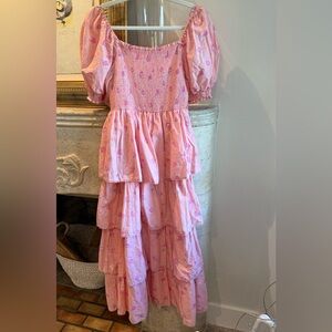 LoveShackFancyxTarget Pink Smocked floral dress